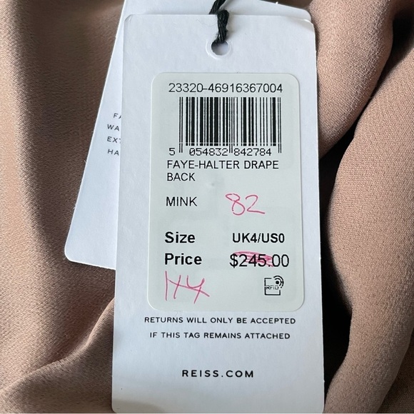 New! Reiss Faye Mink Halter Drape Top Size 0 nwt 18453 - Picture 6 of 8